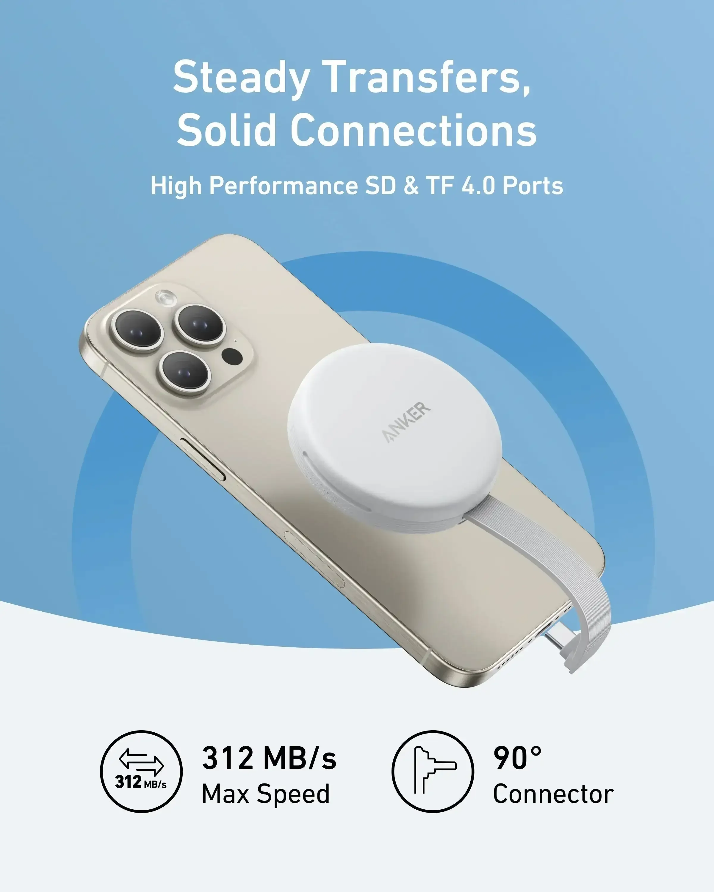 Anker - MagGo USB-C Adapter (3-in-1, 10Gbps, For iPhone) - Adapter Kart SD - Image 4