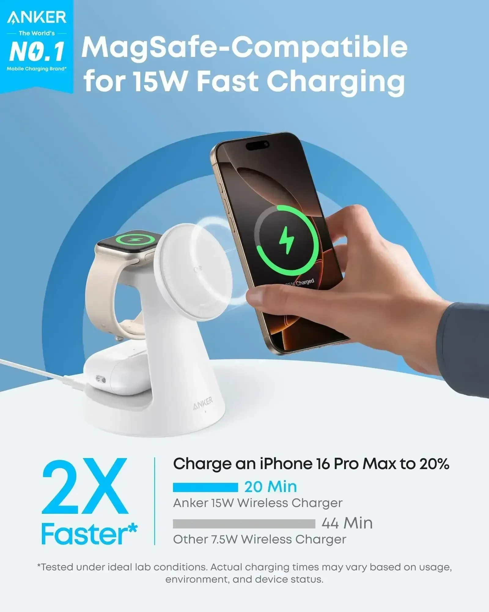 Anker - MagGo Wireless Charging Station (3-in-1, Dock Stand) - Image 5