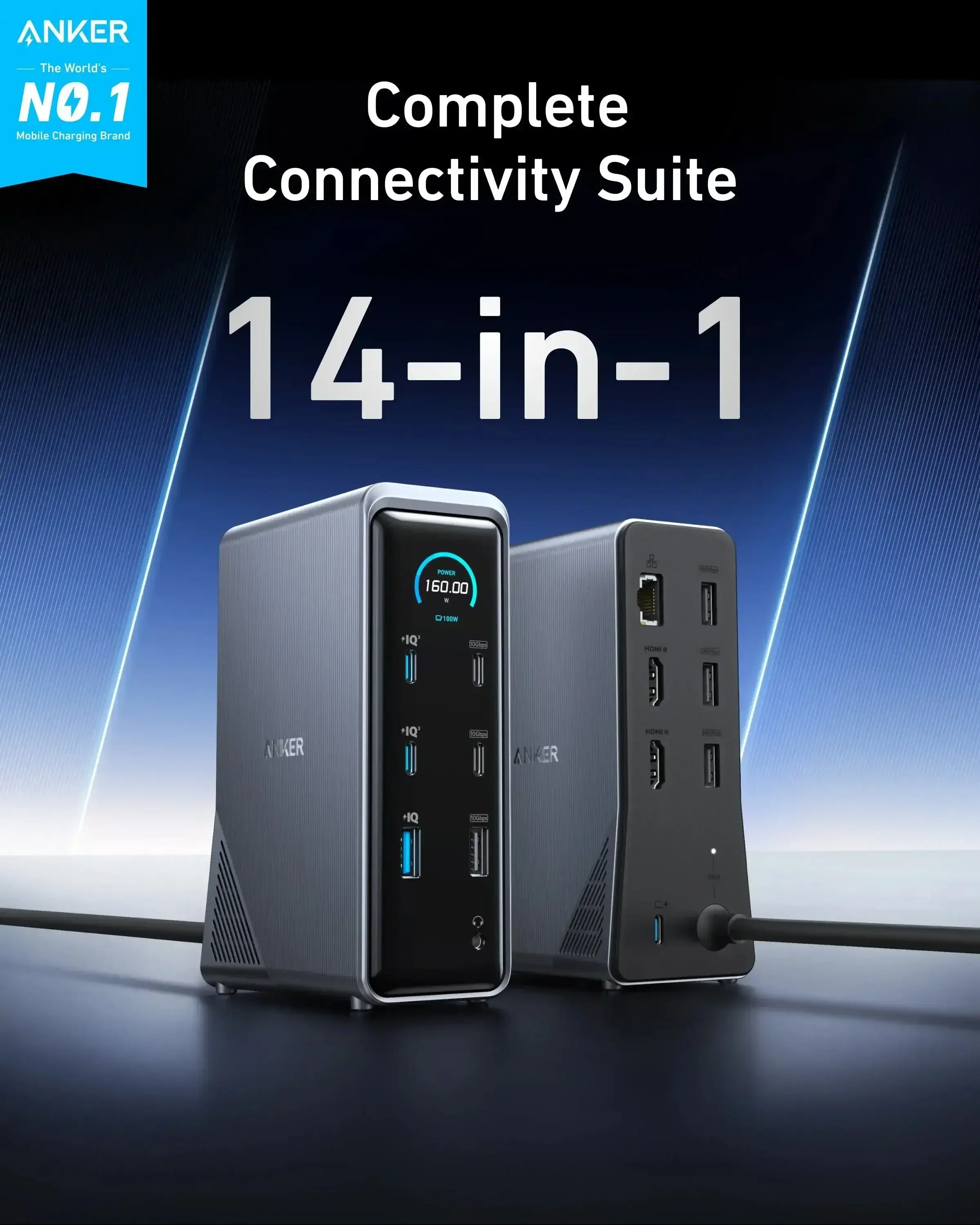 Anker - Prime Charging Docking Station (14-in-1, Dual Display, 160W) - Image 3