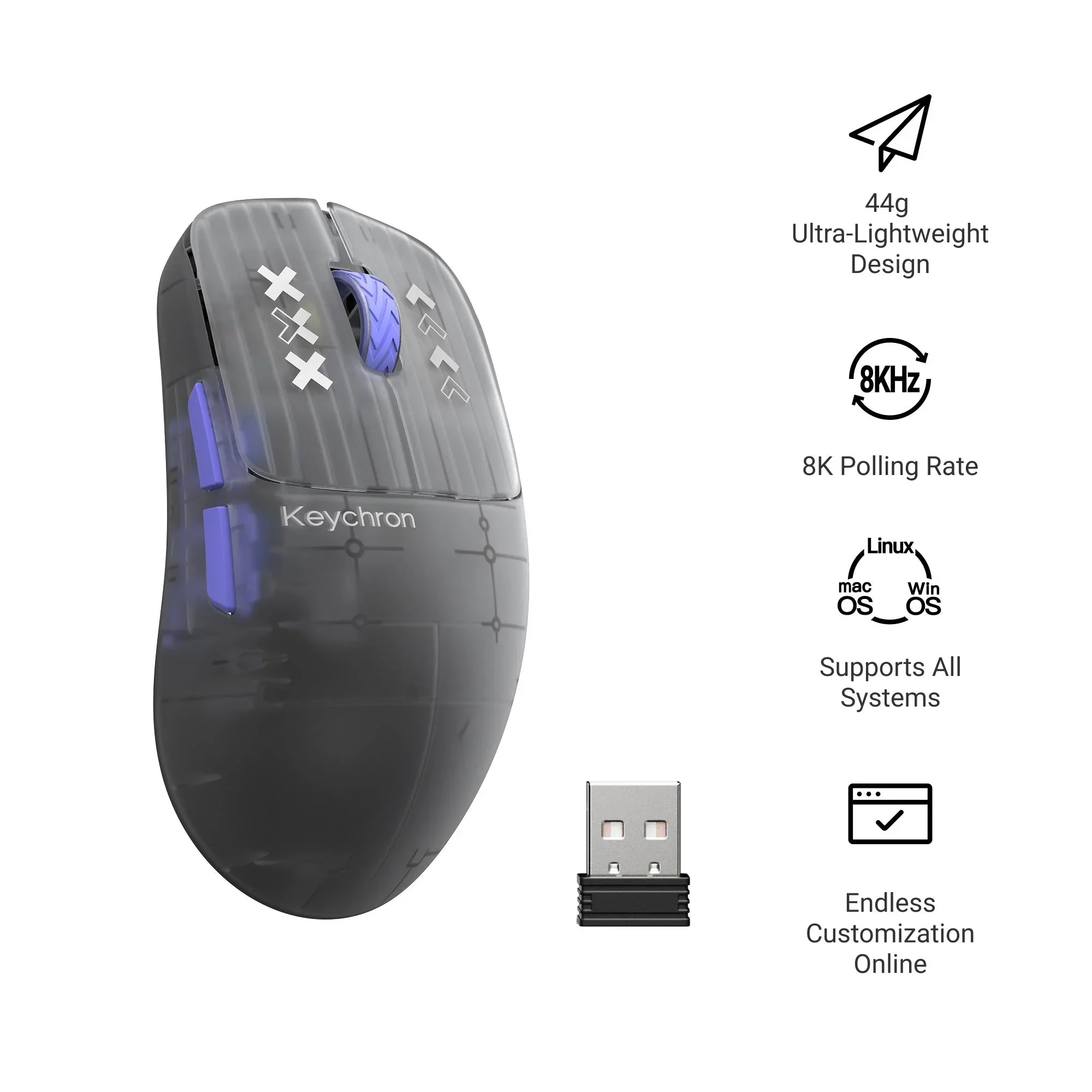 Keychron - G3 Ultra Light Wireless Mouse - Ultralekka Myszka Bezprzewodowa