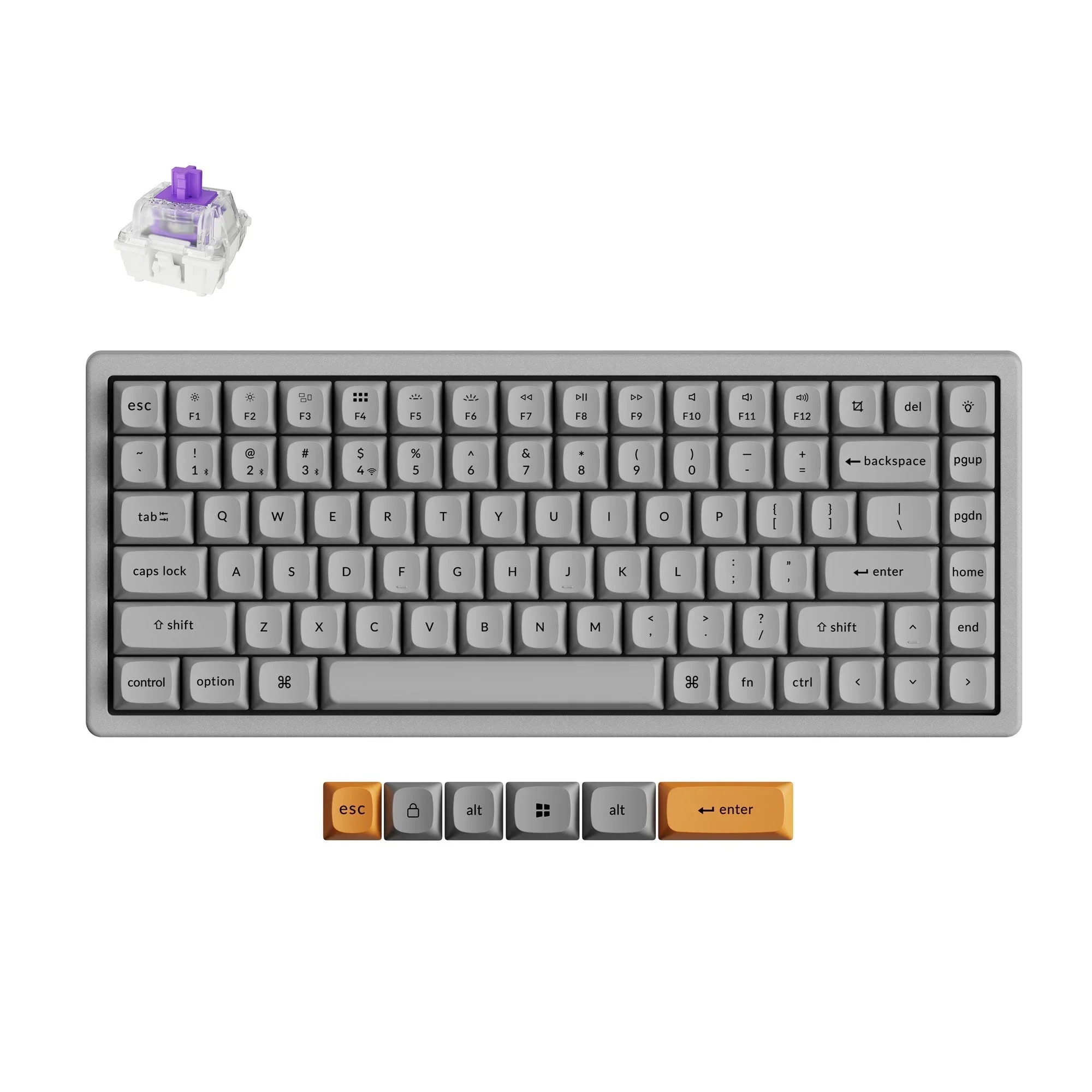 Keychron - K2 HE Wireless Magnetic Switch Custom Keyboard Concrete Edition - Bezprzewodowa Klawiatura Magnetyczna