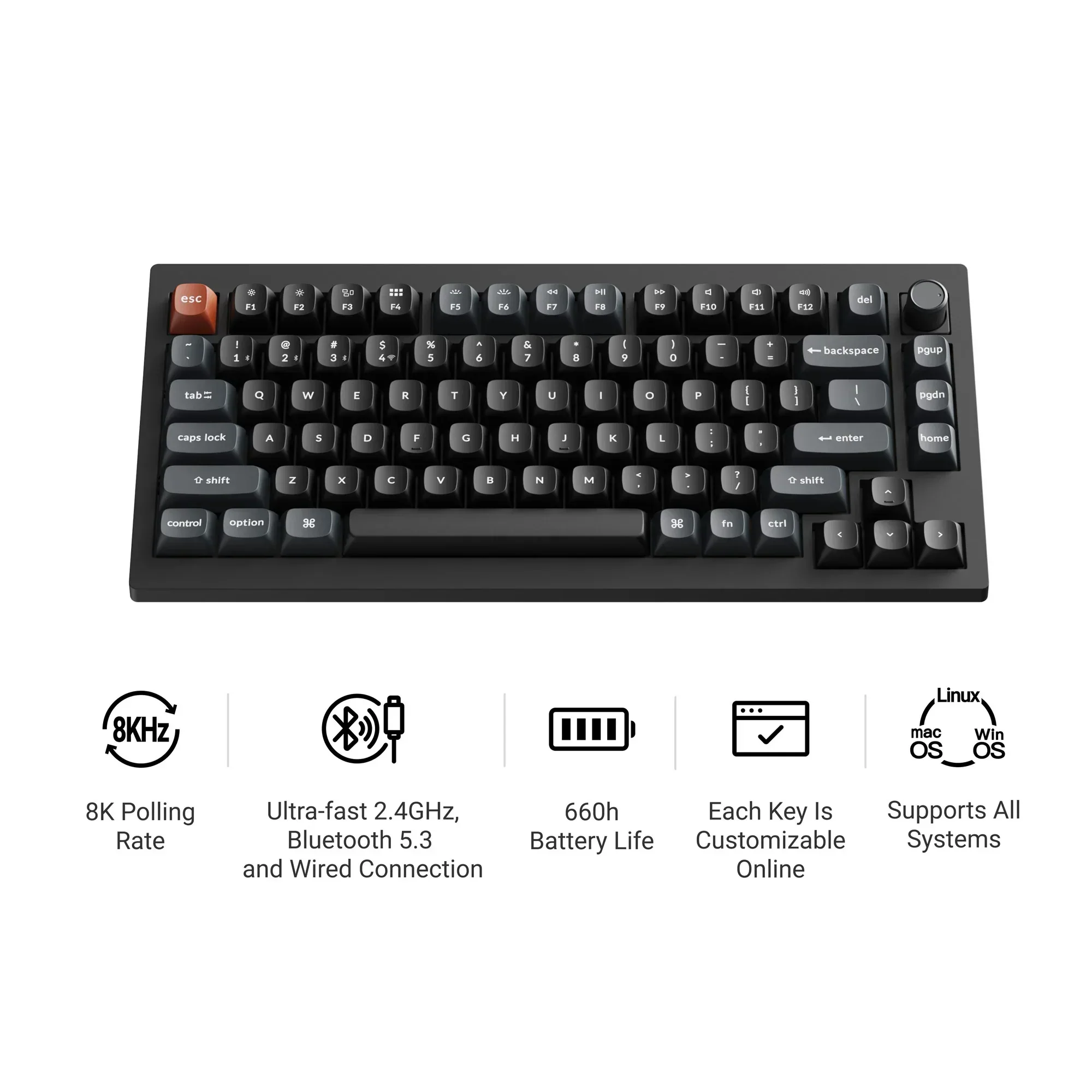 Keychron - V1 Ultra 8K Wireless Custom Mechanical Keyboard - Bezprzewodowa Klawiatura Mechaniczna - Image 5