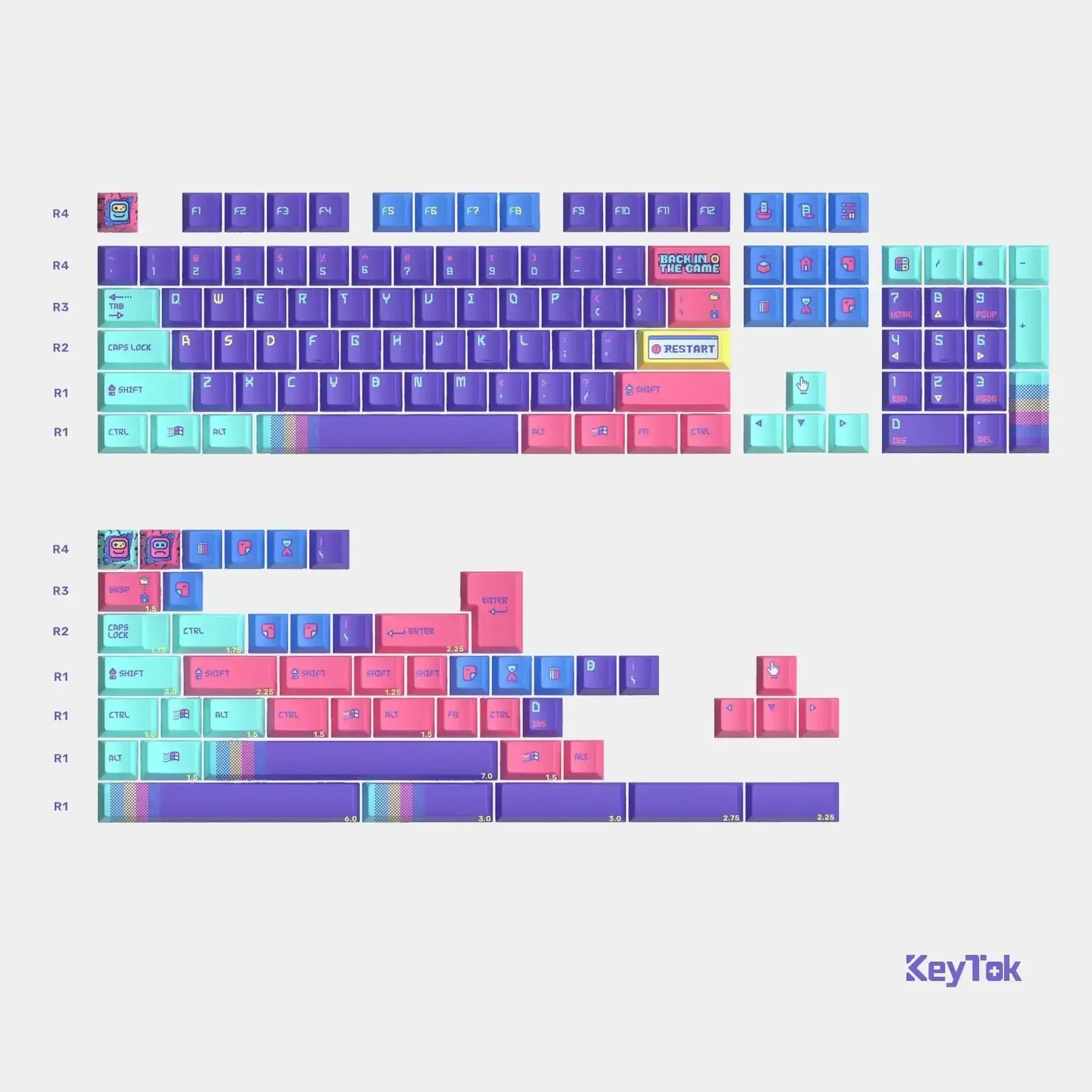 KeyTok - Back In The Game Dye-Sub Cherry  PBT Keycaps - Image 2
